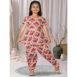 Cutiekins Girls Floral Printed A-Line Kurta with Dhoti Pants-picture-22