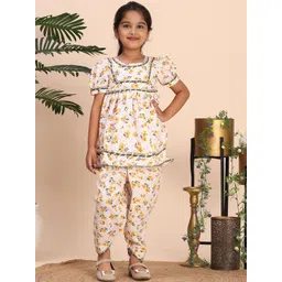 Cutiekins Girls Floral Printed A-Line Kurta with Dhoti Pants-picture-31