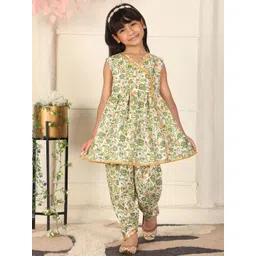 Cutiekins Girls Floral Printed A-Line Kurta with Dhoti Pants-picture-36