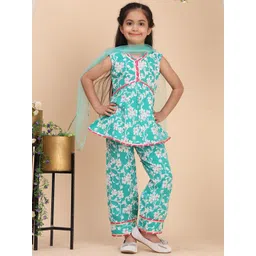 Cutiekins Girls Floral Printed A-Line Kurta with Palazzo & Dupatta-picture-48