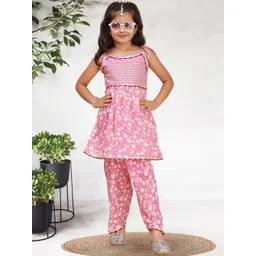 Cutiekins Girls Floral Printed Regular Gotta Patti Kurta with Dhoti Pants-picture-38