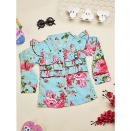 Cutiekins Girls Floral Printed Ruffles Shirt Style Top-picture-36