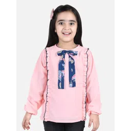 Cutiekins Girls Peach-Coloured Ruffles Crepe Top-picture-34