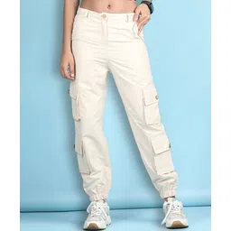 Cutiekins Woven Solid Cargo Pants - Cream-picture-24