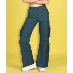Cutiekins Woven Solid Cargo Pants - Sea Green-picture-16