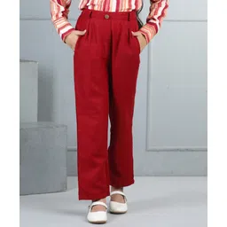 Cutiekins Woven Solid Trousers - Red-picture-14