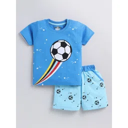 Cutopies Boys Printed Pure Cotton T-shirt With Shorts-picture-46