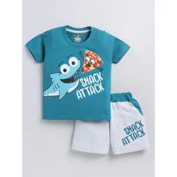 Cutopies Boys Printed Pure Cotton T-shirt With Shorts-picture-14