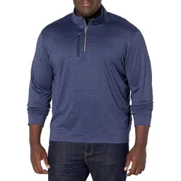 cutter & buck Men's Moisture Wicking Drytec Heathered Stealth Half Zip Pullover image 1