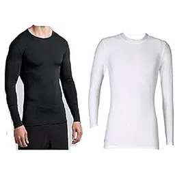 CW Compression Black Top Tshirt Full Sleeve Tights Compression Black Top Tshirt Full SleeveTights Cricket Inner Pak of 2 White Black Combo-picture-56
