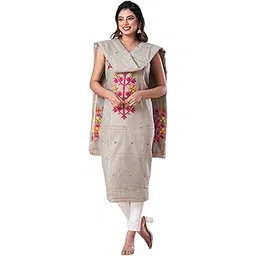 cxmat Dhakai Jamdani Cotton Unstitched Kurti with Dupatta Dress Material-picture-33