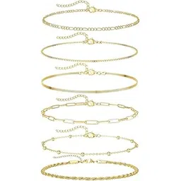 cybersnc Gold Bracelets for Women, Dainty Bracelets Set for Women Trendy, Gold Bracelets Stackable Cuban Link Paperclip Chain Bracelet Pack Fashion Accessories Gifts for Womens-picture-26