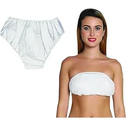 cyeanburg Non Woven Disposable Set of Bra and Panties for Women and Girls Travelling/Spa/Body Massage/Surgeries/Maternity Free Size fit for Small to 3XL White (5 pcs Bra, 5 Pcs Pantes)-picture-31