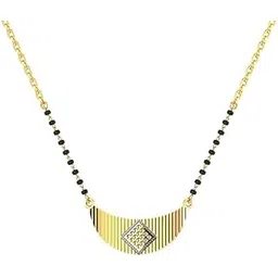 cygni bangles Elegant Gold and Diamond Mangalsutra with Black Beads and Intricate Leaf Design (M-012)-picture-20