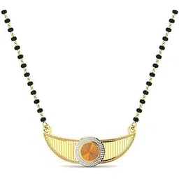 cygni bangles Elegant Gold and Diamond Mangalsutra with Black Beads and Intricate Leaf Design (M-014)-picture-19