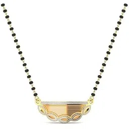 cygni bangles Elegant Gold and Diamond Mangalsutra with Black Beads and Intricate Leaf Design (M-015)-picture-17