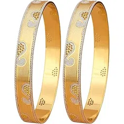 cygni bangles Elegant Gold-Plated Bangles for Women Traditional Design Jewelry (1 Pair)(F2-B-06)-picture-10