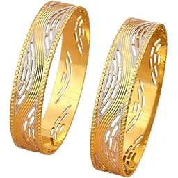 cygni bangles Elegant Gold-Plated Bangles for Women Traditional Design Jewelry (1 Pair)(F2-B-98)-picture-14