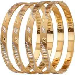 cygni bangles Elegant Gold-Plated Bangles for Women Traditional Design Jewelry (Set of 4)_(F4-40) image 1