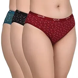 cymrite Panty for Women Cotton Printed Soft Skin Friendly Stretchable Brief Hipster Panties for Ladies Women's Combo Pack of 3-picture-32