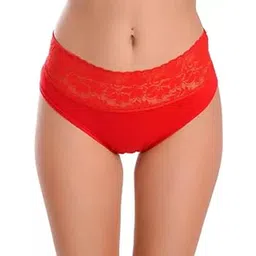 cymrite Women's Cotton Mid Waist Panty with Lace Underwear Hipster Briefs with Top Lace Stretchable Skin Friendly Bikini Panties Girls Briefs Pack of 1-picture-31