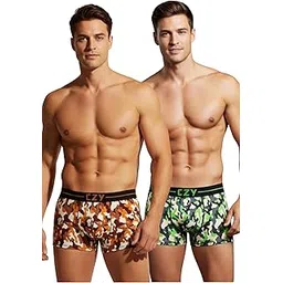 czy Men's Trunks Pack of 2, Premium Nylon Spandex Fabric, Soft Stretch Fit, Everyday Comfort Underwear Multicolour-picture-25