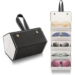 d-dayons Leather Eyewear Glasses Organizer Case for Men and Women, Travel Sunglasses Case for Eyewear Spectacles, Foldable Compartment Portable Eyeglass Storage-picture-55