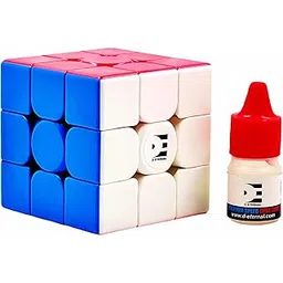 D ETERNAL Cube 3x3 High Speed Stickerless Magic Puzzle & Cube 3 by 3 Lube Oil Lubricant Combo Set (3x3+Lube)-image-1