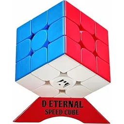 D ETERNAL Kid Cube 3X3 Speedcube High Speed Stickerless Magic Puzzle Game Toy 3 By 3 With Cube Stand,Multicolor-image-45