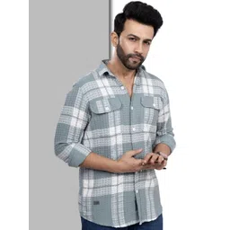 D Finish Men Cotton Checked Oversized Casual Shirts image 3