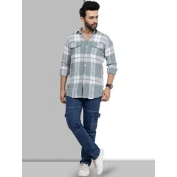 D Finish Men Cotton Checked Oversized Casual Shirts image 5