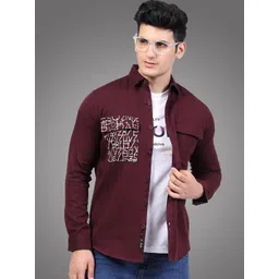 D Finish Men Smart Fit Abstract Printed Spread Collar Cotton Casual Shirt-picture-31