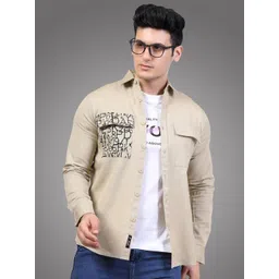 D Finish Men Smart Fit Abstract Printed Spread Collar Cotton Casual Shirt-picture-32