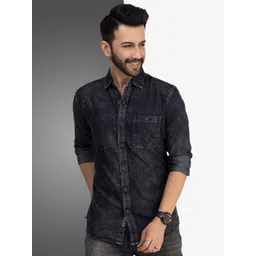 D Finish Spread Collar Smart Denim Casual Shirt-picture-16