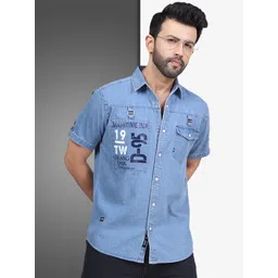 D Finish Spread Collar Smart Denim Casual Shirt-picture-34