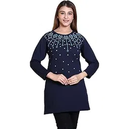 d g divine girl DG divine girl Women's Regular Fit Cotton Fleece Winter Long Tshirt-picture-12