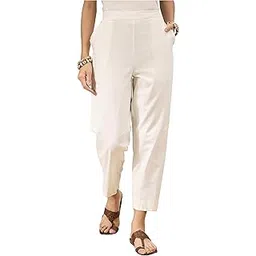 d k w Women's Mid Rise Relaxed Fit Cotton Flex Trousers with Elastic Back & Drawstring – Ideal for Winter, Formal, Office & Casual Wear, Comfortable for Girls and Women-picture-10
