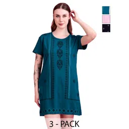 D-LINE Pack Of 3 Floral Printed Cotton Lounge T-shirts-picture-14