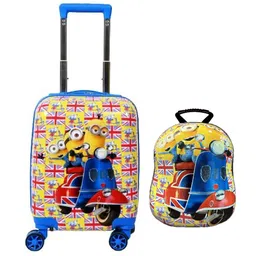d paradise Small Cabin Suitcase (45 cm) 4 Wheels - Kids 16" New Minion print Girl's Boy's suitcase/trolley bag & 13 inch bag - Blue-picture-22