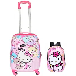 d paradise Small Cabin Suitcase (43 cm) 4 Wheels - Kids 16 inches Hello Kitty Girl's suitcase/ trolley bag & 13 inches bag - Pink image 1