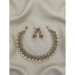 D Rio Fashions Set Of 2 Gold-Plated & Stones Studded Jewellery Set-picture-29