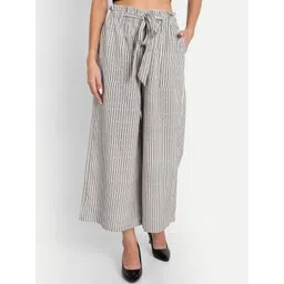 D 'VESH Women White Striped Loose Fit Reversible Trousers-picture-28