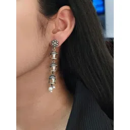 D9creation Women Silver Plated Geometric Drop Earrings-picture-34