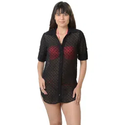 Da Intimo Black Non-Padded, Kaftan/Coverups Solid Swimwear-picture-12