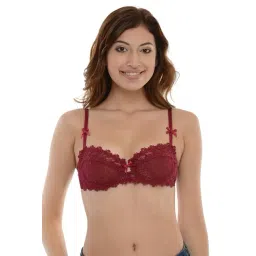 Da Intimo Maroon Under Wired Padded Balconette Bra-picture-46