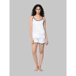 Da Intimo White Round Neck Camisole With Shorts-picture-32