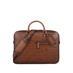 Da Milano Men Typography Printed Leather Laptop Bag-picture-23