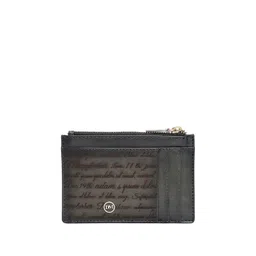 Da Milano Men Typography Printed Zip Detail Leather Card Holder-picture-13