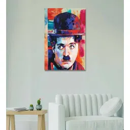 da monica Charlie Chaplin Multicolour Canvas Teakwood And MDF Framed People and Places Art Print-picture-28