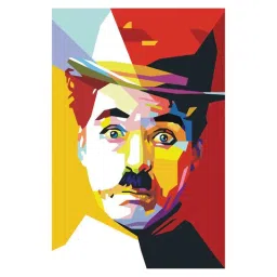 da monica Charlie Chaplin Multicolour Canvas Teakwood And MDF Framed People and Places Art Print-picture-16